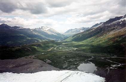 Worthington Glacier in Thompson Pass looking into the Copper River Valley